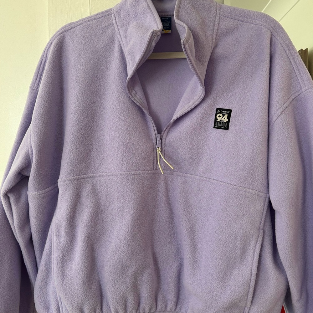 Women’s Old Navy QuarterZip Fleece shirt.  Size Large.  Light Lilac Color